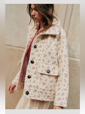 Sézane Leo Coat in Small Roses Print Size 2 US XS NWT